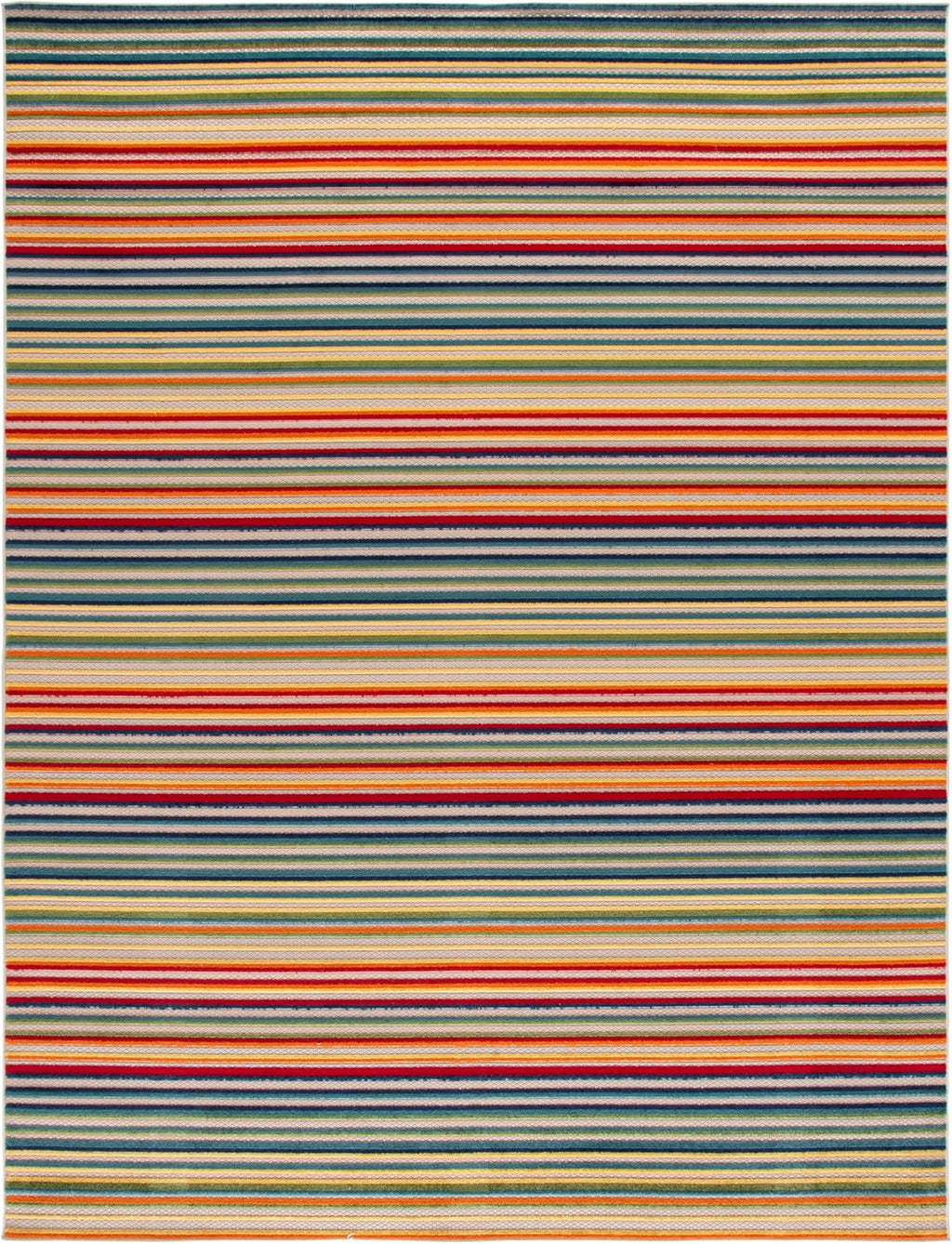 SAFAVIEH Washable Rug Outdoor Cabana Collection - 6'7" x 9', Ivory & Green, Non-Shedding & Easy to Clean, Ideal for Patio, Backyard, Mudroom (CBN323A)