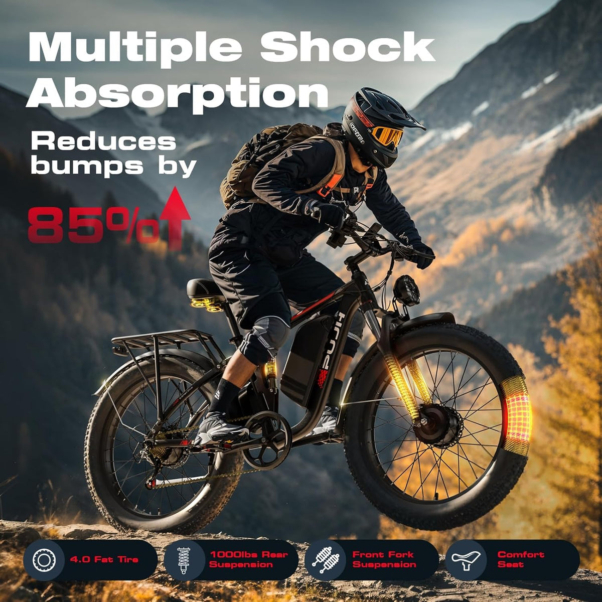 4000W Dual Motor Ebike with 52V 25Ah Removable Battery for Adults,Max Speed 38MPH Up to 100 Miles,24" Fat Tire Electric Bike for Snow Off-Road Commuter E-Bike for Men