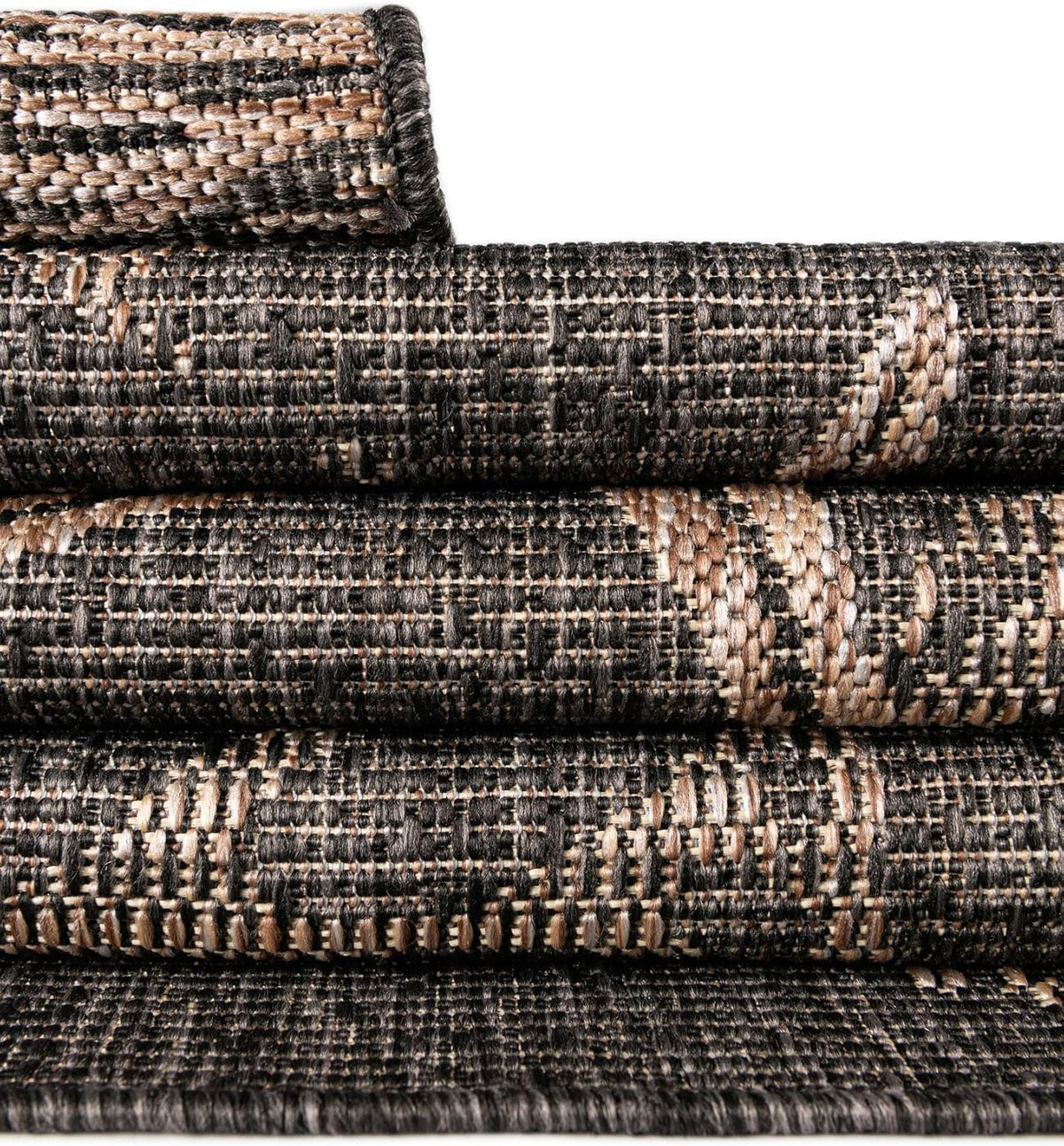 Rugs.com - Outdoor Coastal Rug – 5' 3 x 7' 1 Black Indoor/Outdoor Rug Easy-Clean Flatweave Perfect for Patio Deck and Porch