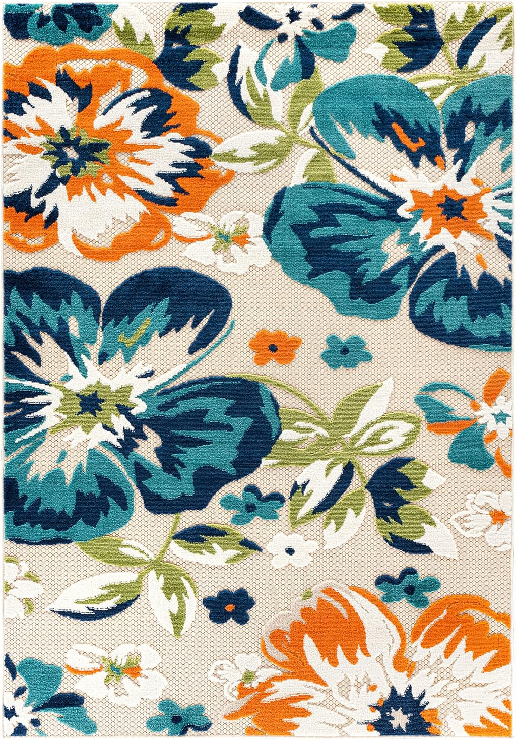 Rugshop Bergamo Contemporary Floral Indoor Outdoor Area Rug, Non-Shedding Carpet for Patio Deck Backyard or Garden Multi 7'10" x 10'