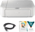 Canon Pixma MG3620 Wireless Inkjet All-in-One White Multifunction Printer 0515C023 Bundle with High Speed 6ft USB Printer Cable and Corel Photo Video Suite (Digital Download)