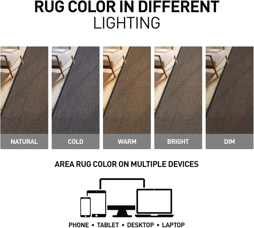 Rugshop Diamond Grid Indoor Outdoor Flat Woven Area Rug,Natural Jute-Style, Easy-Care Patio Rug for Backyard Porch Deck Balcony, 9' x 12' Dark Gray/Natural
