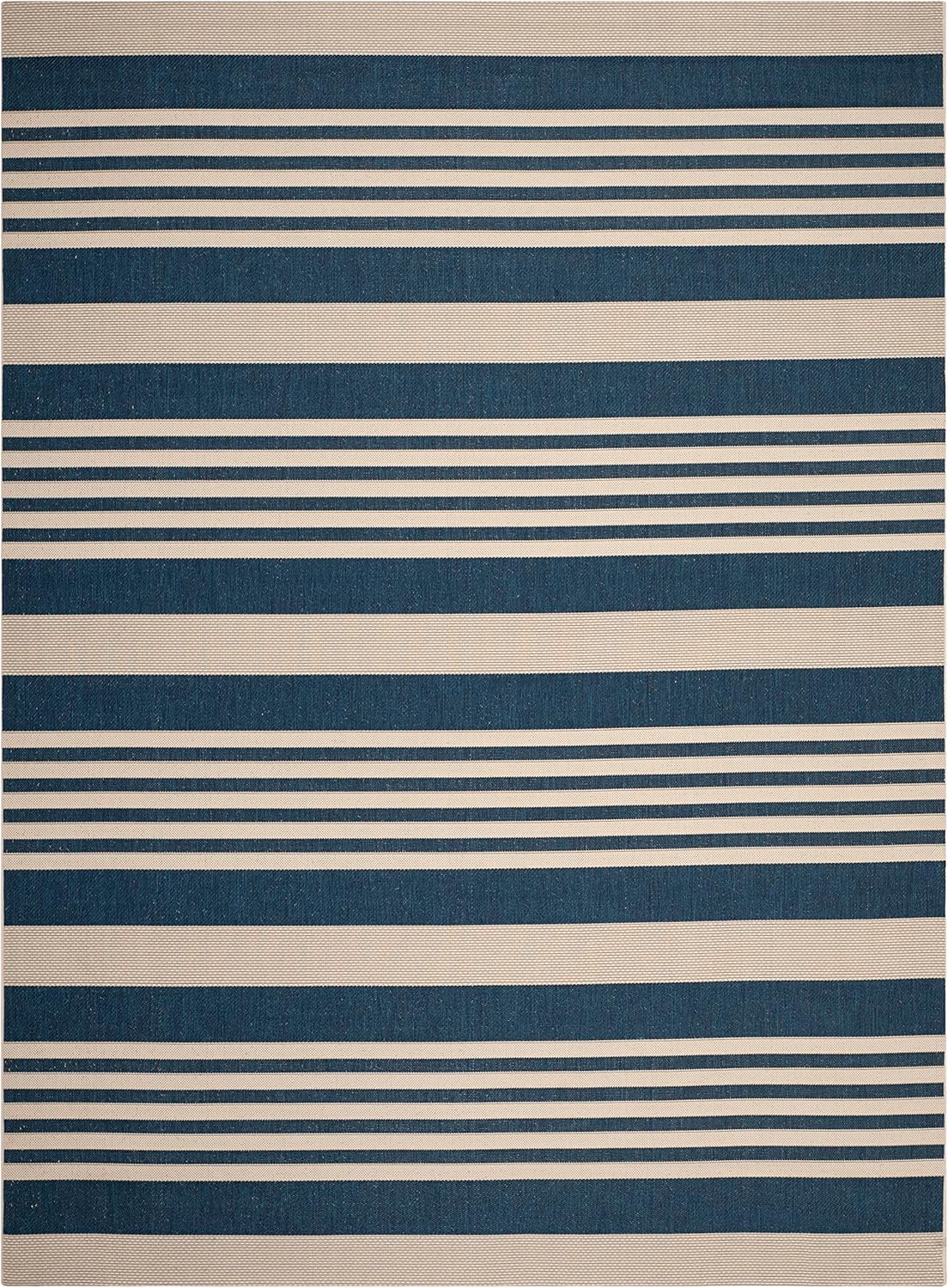 SAFAVIEH Courtyard Collection 8' x 10' Navy/Beige CY6062 Stripe Indoor/ Outside Waterproof Easy cleansingPatio Backyard Mudroom Area Mat