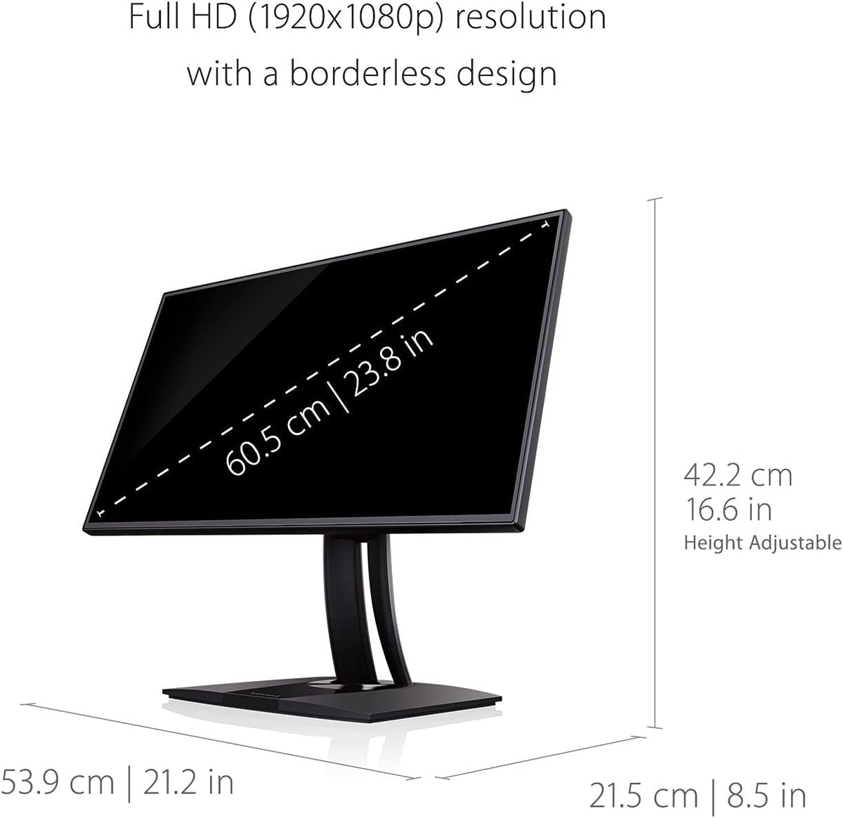 ViewSonic VP2468a ColorPro 24 inch 1080p IPS Monitor with 100% sRGB, Rec 709, USB C (65W), RJ45, Color Blindness Mode, Hardware Calibration for Photo and Graphic Design (Renewed)