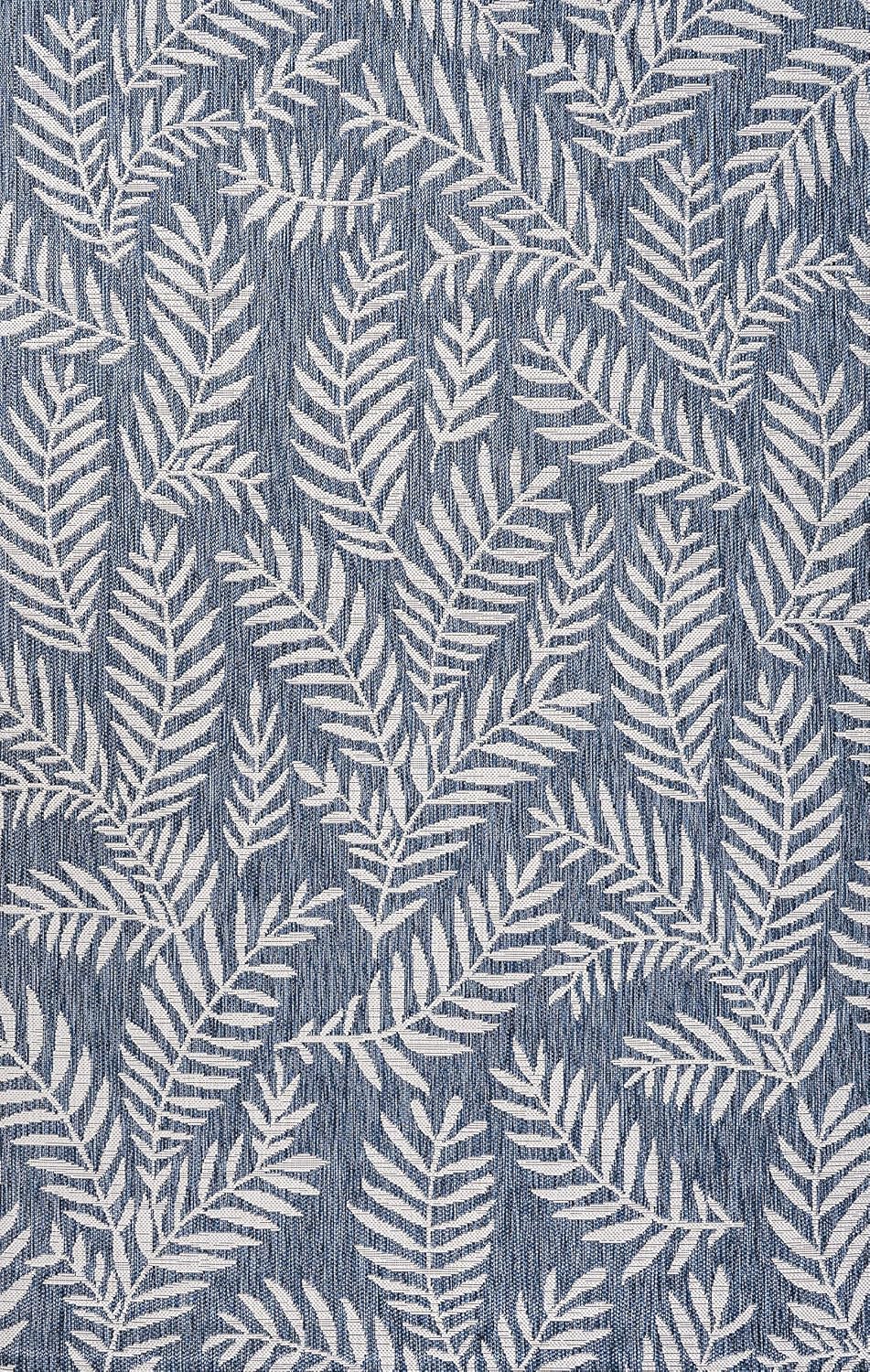 JONATHAN Y Palm Frond Indoor Outdoor Area Rug 8X10 Navy/Ivory, Nevis for Backyard, Patio, Porch, Easy-Cleaning, High Traffic, Pet-Friendly, Non-Shedding (SMB119B-8)