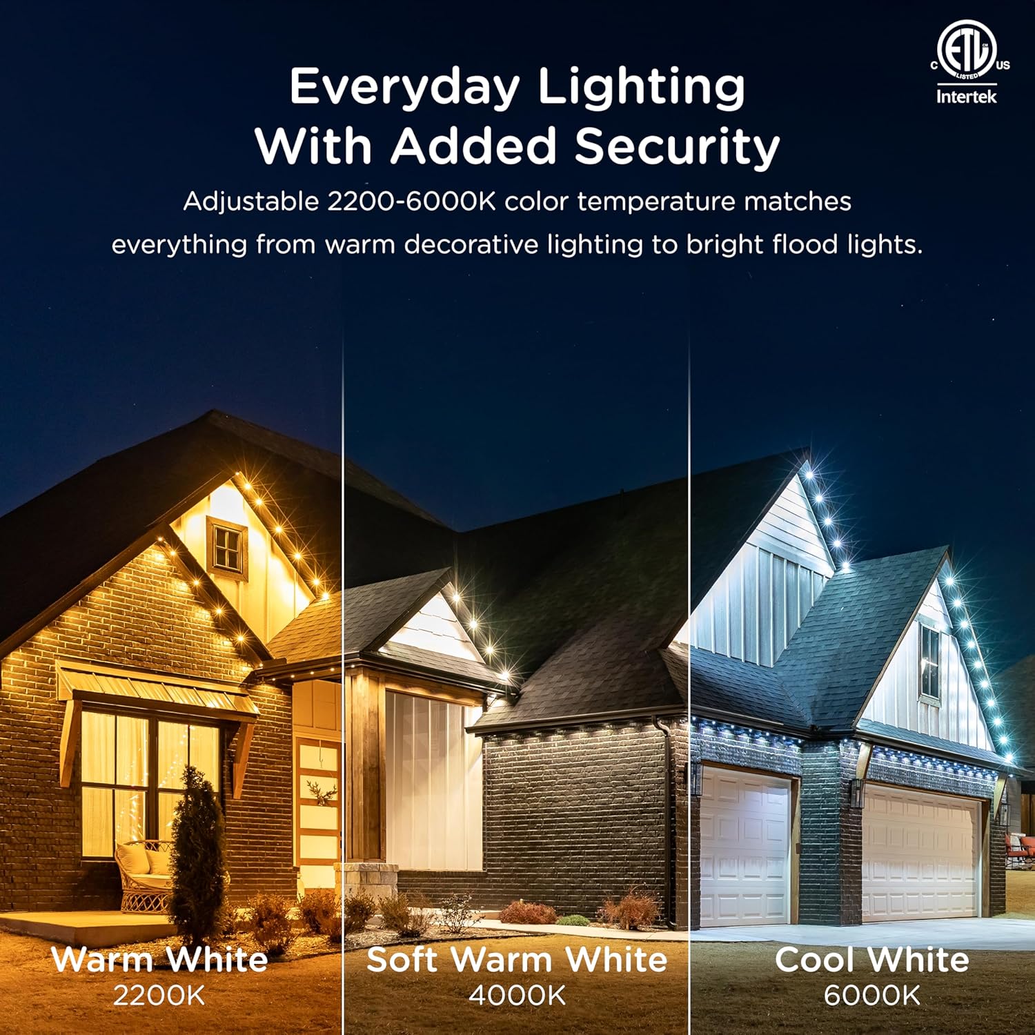 Enbrighten Eternity Permanent Outdoor Lights, 100ft with 72 RGBWIC LED Lights, App‑Controlled, Cuttable, Christmas, Accent & Year‑Round Eave Lighting, Works with Alexa & Google Home, 81103