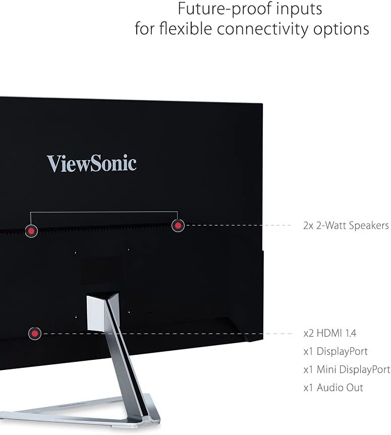 ViewSonic VX3276-2K-MHD 32 Inch Frameless Widescreen IPS 1440p Monitor with HDMI DisplayPort and Mini DisplayPort (Renewed)