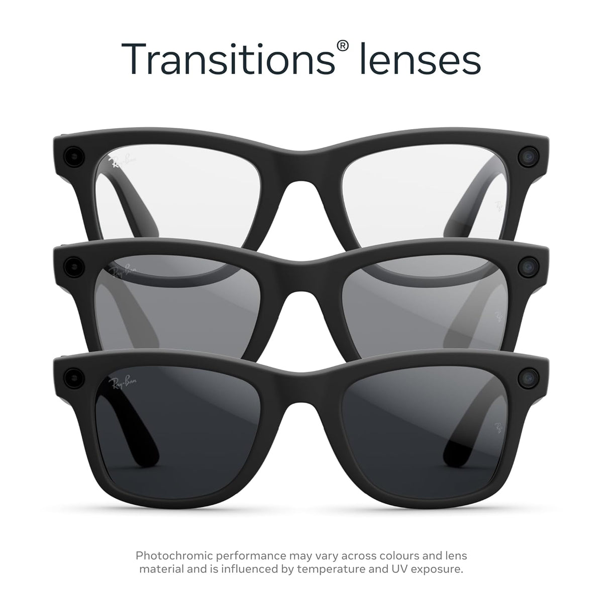 Ray-Ban Meta (Gen 2), Wayfarer Large, Matte Black | Smart AI Glasses for Men, Women — 2x Battery Life — 3K HD Resolution — 12 MP Ultra-Wide Camera, Audio, Video — Transitions® Grey Lenses