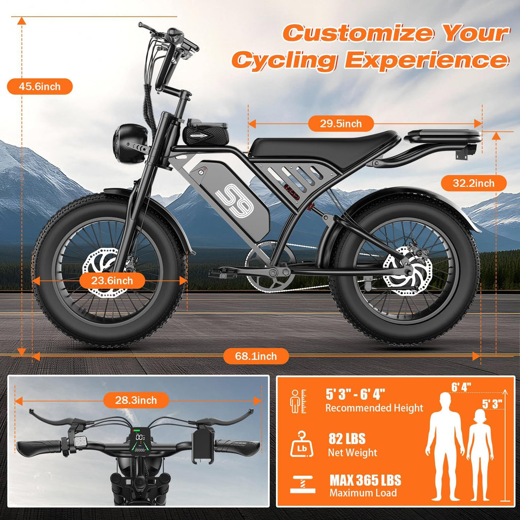 Electric Bike for Adults, Electric Dirt Bike with 2500W Peak Motor, 36Mph & 100 Miles Range, Off-Road Ebike with NFC Unlock, 48V 20AH Removable Battery, 20" Fat Tire Commuter E Bike