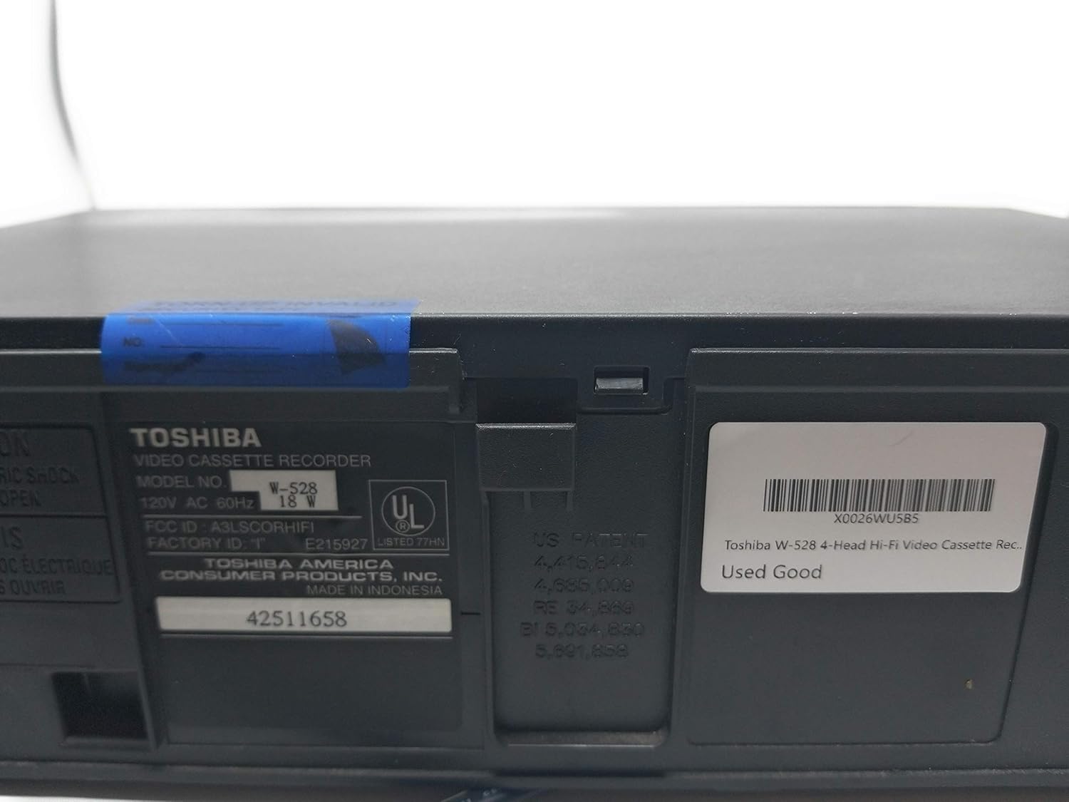 Toshiba W-528 4-Head Hi-Fi Video Cassette Recorder