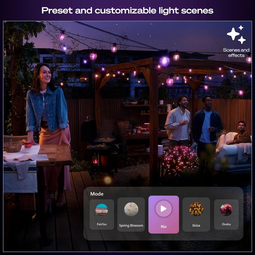 Philips Hue Festavia Globe Outdoor String Lights, White & Color Ambiance, 45ft,16 Bulbs, Dimmable, Control with Hue App or Voice, Bridge Required