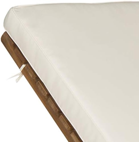 SAFAVIEH Outdoor Collection Newport Natural/ Beige Cushion Built-in Side Table Adjustable Chaise Lounge Chair