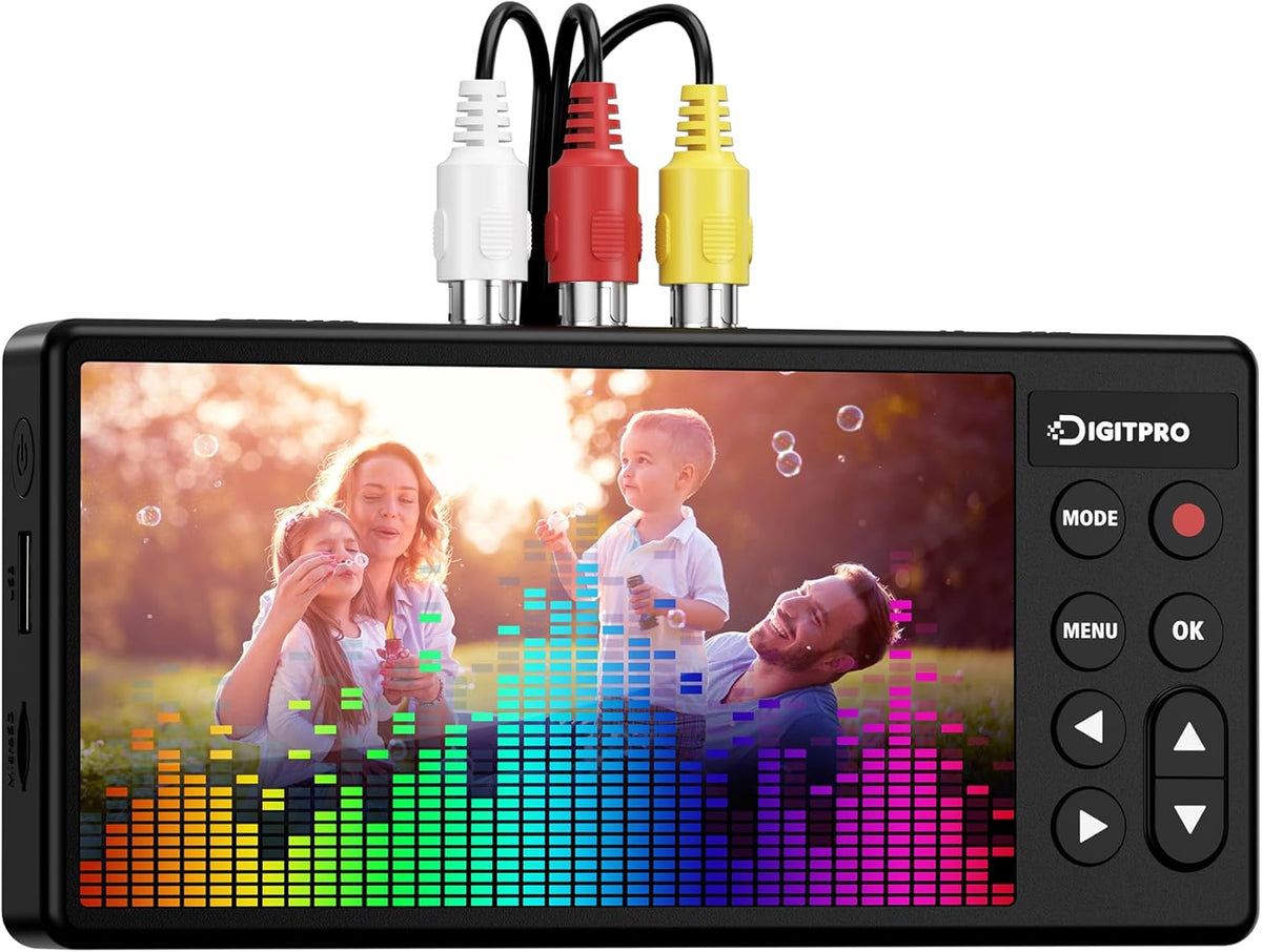 VHS to Digital Converter 3.0, 5” HD Video to Digital Recorder, Convert Video & Audio from Analog VCR, DVR, DVD, Hi8, Mini DV, Camcorder Cassette Tapes (Tapes/DVD Player Needed)