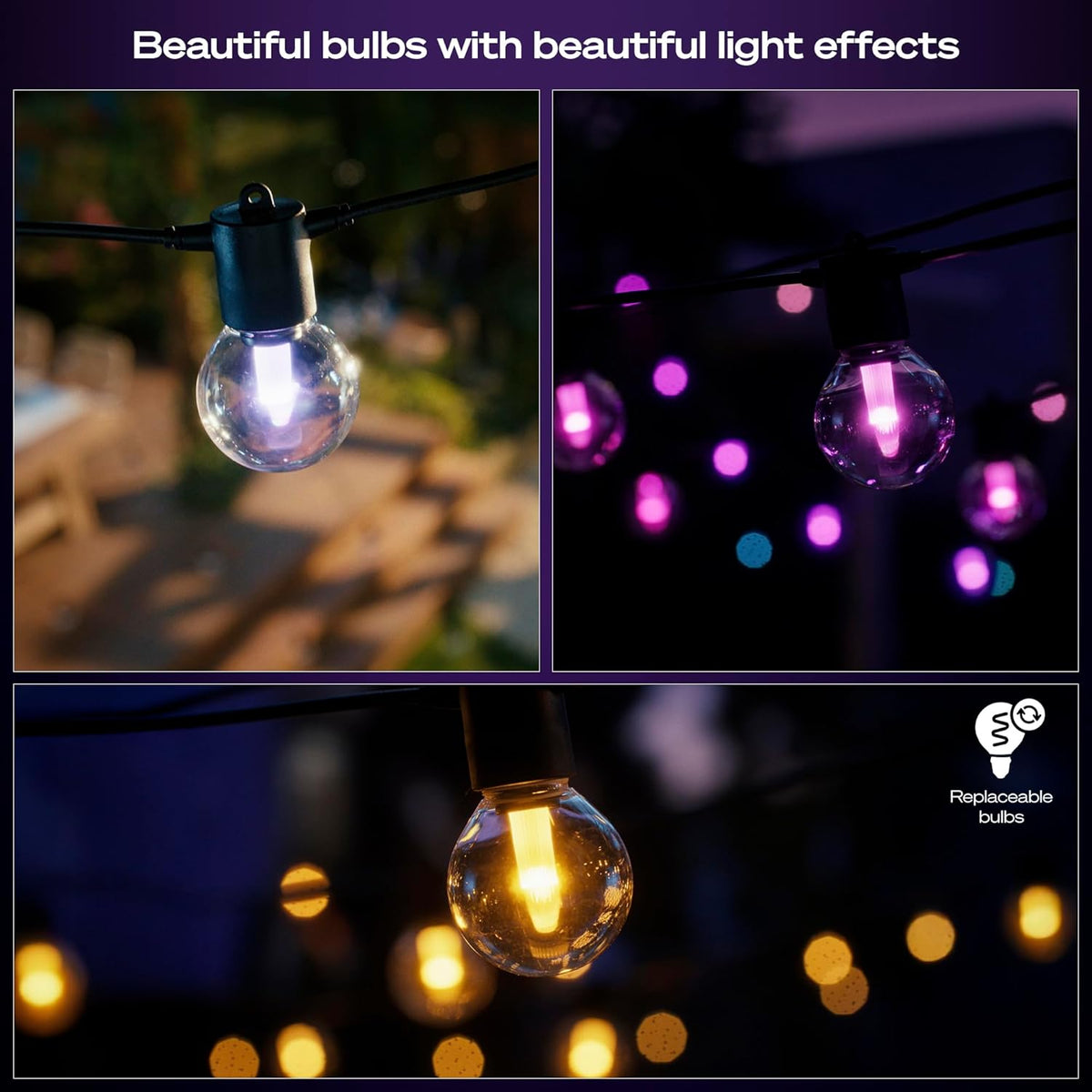 Philips Hue Festavia Globe Outdoor String Lights, White & Color Ambiance, 45ft,16 Bulbs, Dimmable, Control with Hue App or Voice, Bridge Required
