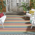 SAFAVIEH Washable Rug Outdoor Cabana Collection - 6'7" x 9', Ivory & Green, Non-Shedding & Easy to Clean, Ideal for Patio, Backyard, Mudroom (CBN323A)