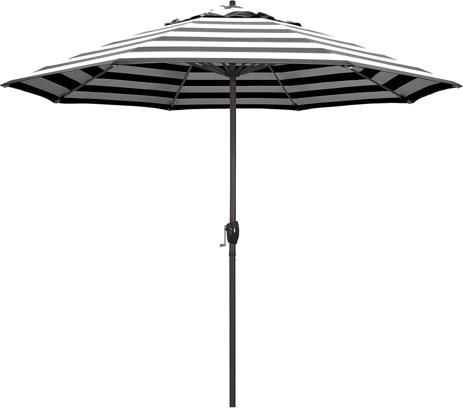 California Umbrella 12-Year Protection 9-Ft Outdoor Patio Umbrella, Sunbrella Fade-Resistant Acrylic Fabric, Auto Tilt and Crank, Heavy-Duty Aluminum Frame/ Reinforced Ribs, Bronze Pole, Cabana Classic