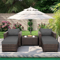 Valita 5 Pieces HDPE Wicker Outdoor Furniture Set Patio Chaise Lounge 2 of Set with Storage Table and Non-Slip Cushions Waterproof Covers, Dark Grey