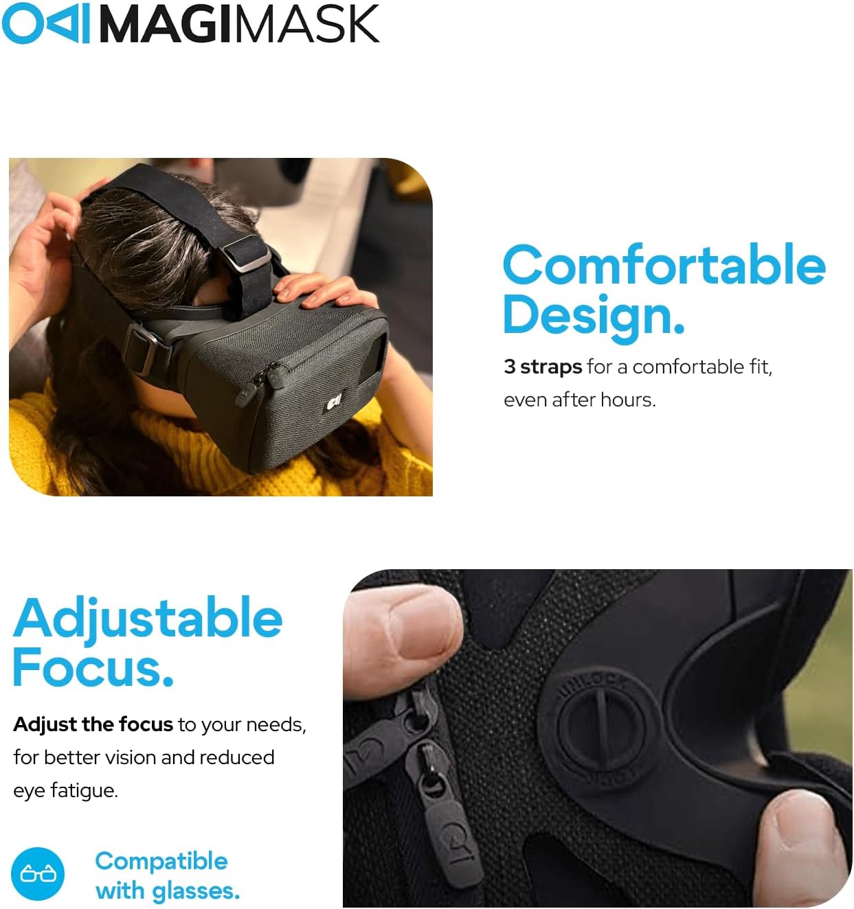 MagiMask VR Headset for Phone | Unibody Lens | HD FPV Monitor Compatible with All Smartphones | Alternative to AR Glasses & VR Goggles