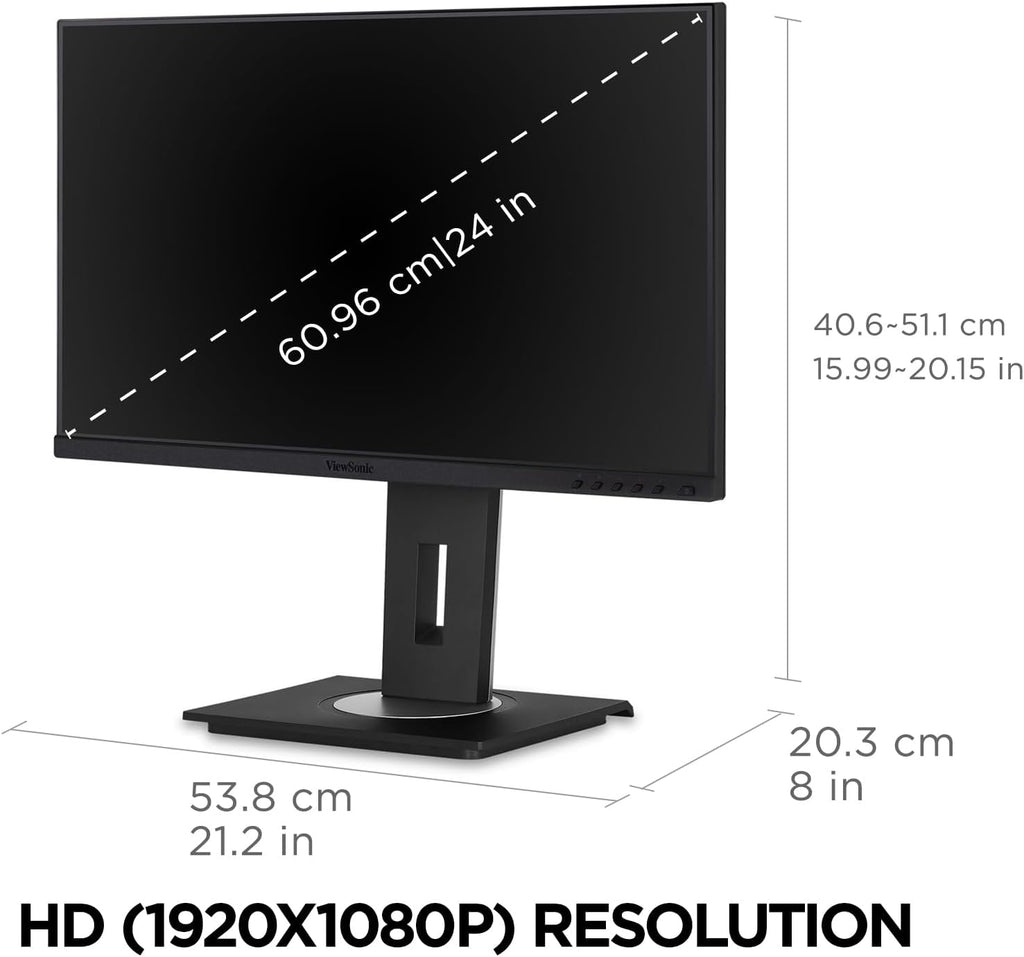 ViewSonic VG245 24 Inch IPS 1080p Monitor Designed for Surface w/Advanced Ergonomics, 60W USB C, HDMI, DP (Renewed)