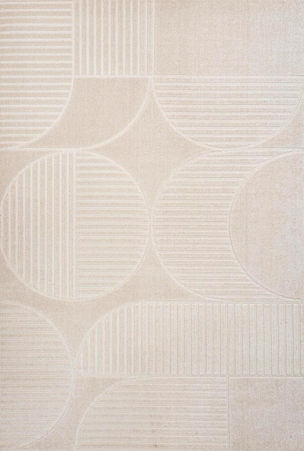 JONATHAN Y Nordby High-Low Arch Striped Ivory/Cream Indoor/Outdoor Area Rug, 8x10, Modern, Contemporary, Geometric, Bohemian, Bedroom, Kitchen, Living Room,Non Shedding (SCN104B-8)