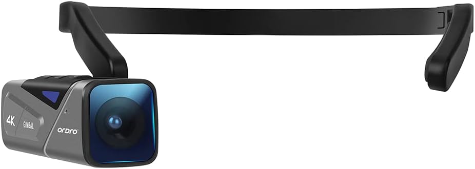 ORDRO EP7 4K 60FPS Camcorder Head-Mounted Video Camera, Wi-Fi APP Control, 2-Axis Gimbal Stabilizer with Remote Control