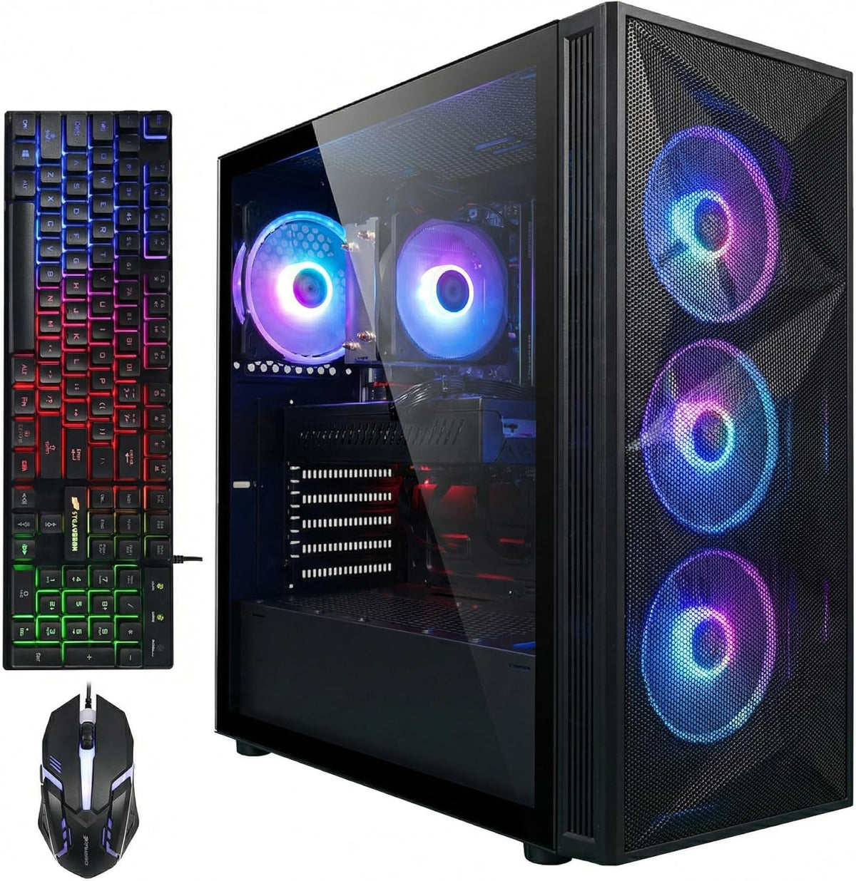 STGAubron Gaming PC Desktop Computer, AMD Ryzen 7 5700X up to 4.6G, GeForce RTX 3050 6G, 16GB DDR4, 1TB SSD, WiFi 6 & BT 5.2, RGB Fan x4, Windows 11 Home