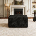 JINGLING 25.6 Inch Plush Corduroy Ottoman, Modular Sectional Foot Rest for Living Room, Upholstered Cloud Ottoman for Boneless Couch in a Box, Compressed Memory Foam, No Assembly Require, Black