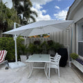 PURPLE LEAF 9 FT Patio Umbrella Outdoor White Cantilever Umbrella Aluminum Square Outdoor Offset Umbrella Hanging Windproof with 360° Rotation for Garden Deck Pool, White