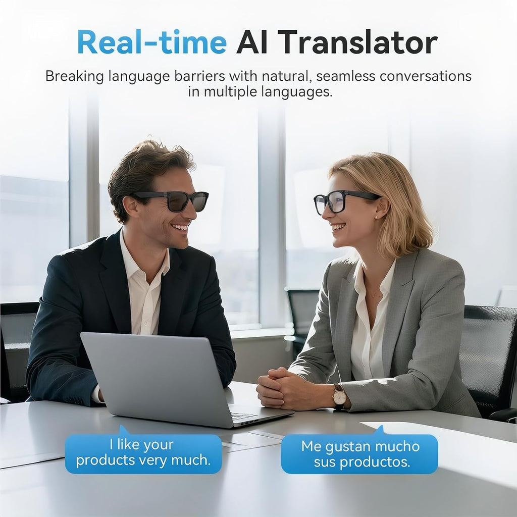 2026 AI Smart Glasses for Men Women,8MP 4K Camera Glasses,Supports AI Voice Control/Photo/Video/Audio Recording,Bluetooth Glasses with 133 Translations,Blue Light Blocking Lenses+Extra Sunglasses