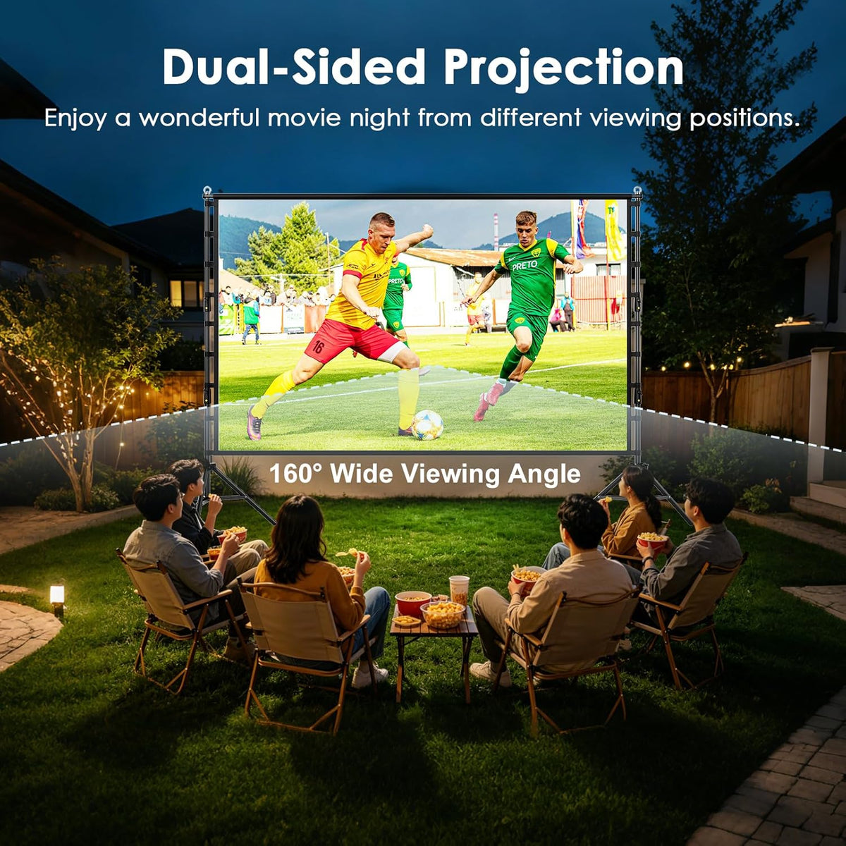 Portable Projector Screen with Stand, 180 inch Outdoor Indoor Movie Screen 16:9 4K Rear Front Projection Screen, Quick Setup Foldable Travel Home Theater Screen with Carry Bag for Backyard Camping
