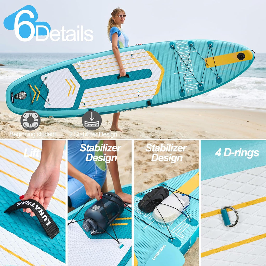 【11'×34"】 Extra Long/Extra Wide Premium Inflatable Stand Up Paddle Board (SUP) – Portable & Lightweight for Yoga, Surfing, Family Fun | Complete Kit with Paddle, Pump, Bag | Durable Design