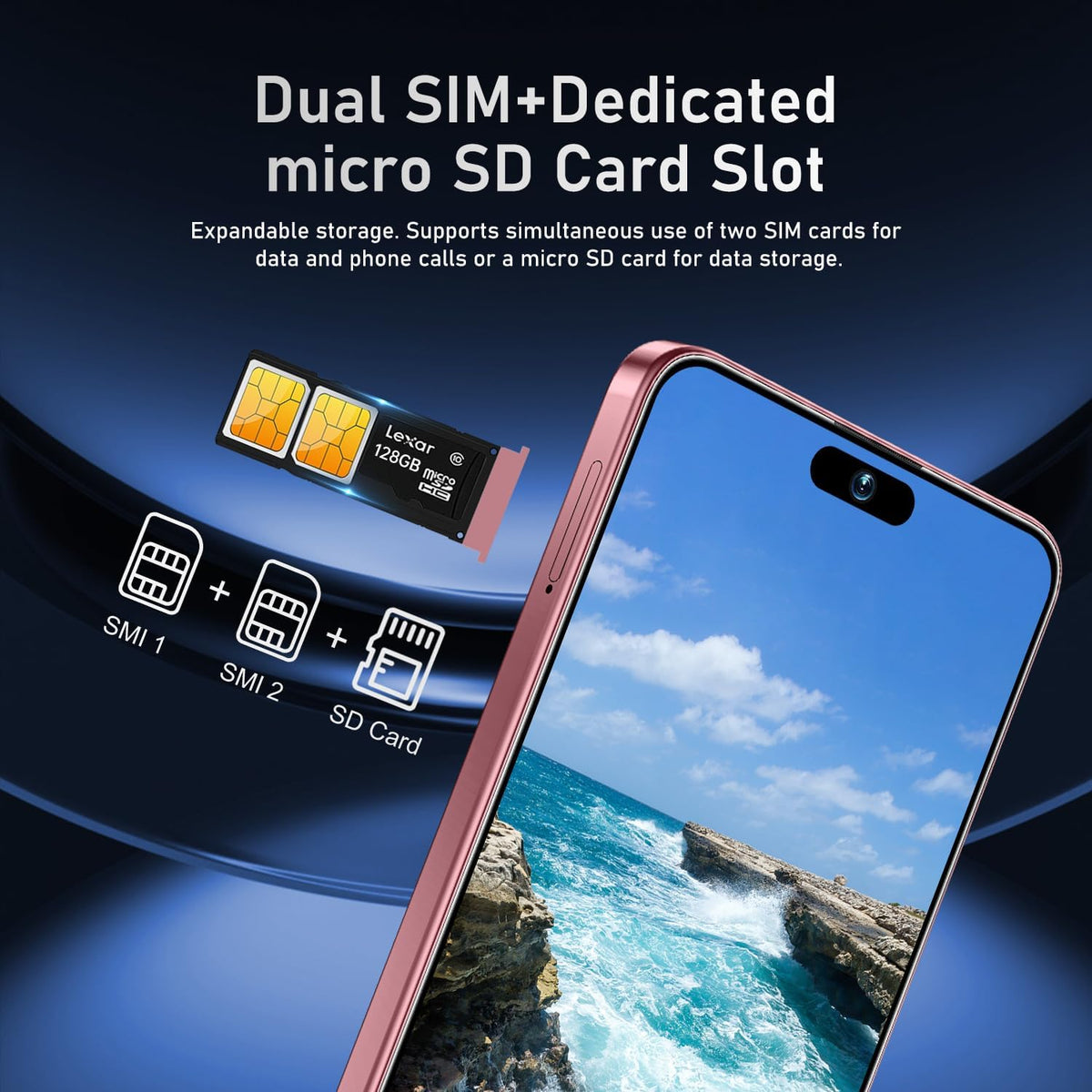 17 PMAX 12GB+512GB Smartphone Unlocked Cell Phone,6.99" HD Screen Android 15 5G Phones,Battery 7000mAh Unlocked The Phone,Fingerprint Button Unlock/GPS/Face ID/Dual SIM/5G (Rose Gold)
