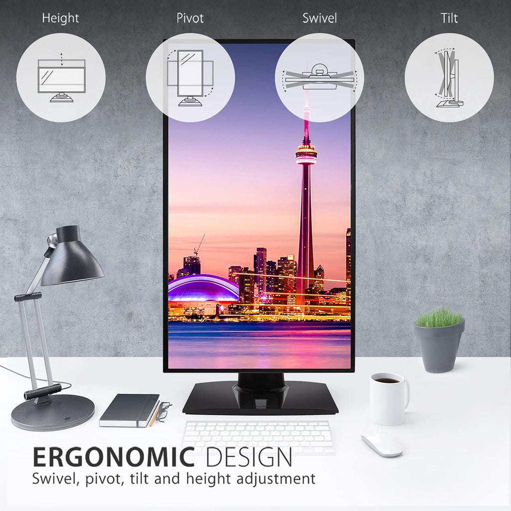 ViewSonic VP2768A-4K 27 Inch 4K ColorPro Monitor, IPS Display with 100% sRGB and Pantone Validated for Professional Photo Editing, Advanced Ergonomics, 90W USB-C, RJ45, HDR10, HDMI, and DisplayPort