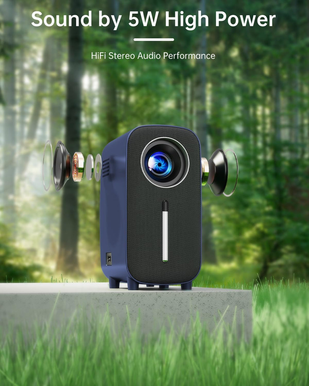 Mini Portable Bluetooth Movie Projector: HISION 1080P 4K Outdoor Home TV Proyector 8500L HD Video Led Projectors Gaming Cinema Theater Camping Support TV Stick Laptop Phone Tablet HDMI USB Blue