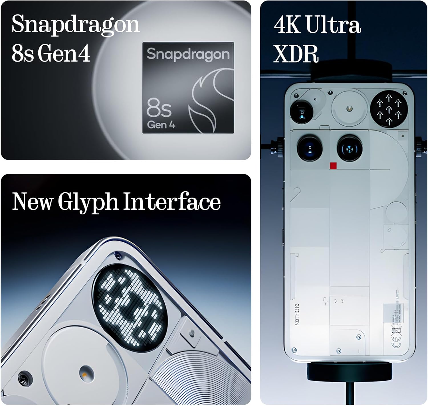 Nothing Phone (3) Cell Phone, 5G Unlocked Phones 256GB, Android 15, Snapdragon 8s Gen4, AI Mobile Phones with Four 50MP Cameras & AMOLED Display, 5150mAh, Glyph Interface, Smartphone White