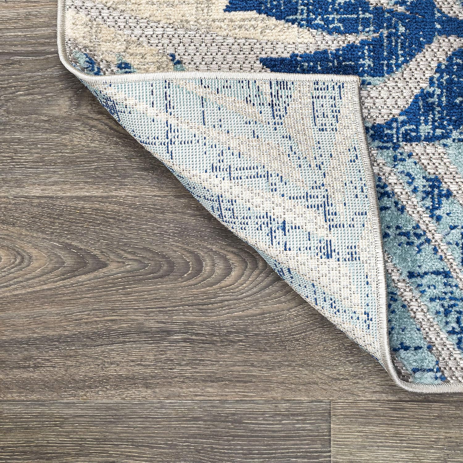 JONATHAN Y Tropics Palm Leaves Indoor Outdoor Area Rug 8X10 Gray/Blue, Boho for Backyard, Patio, Porch, Easy-Cleaning, High Traffic, Pet-Friendly, Non-Shedding (AMC100A-8)