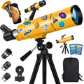 MEEZAA Telescope for Adults & Kids, 80mm Aperture 500mm Portable Refractor Telescope for Astronomy Beginners, Professional Travel Astronomical Telescopes with Tripod, Stickers, Phone Adapter, Backpack