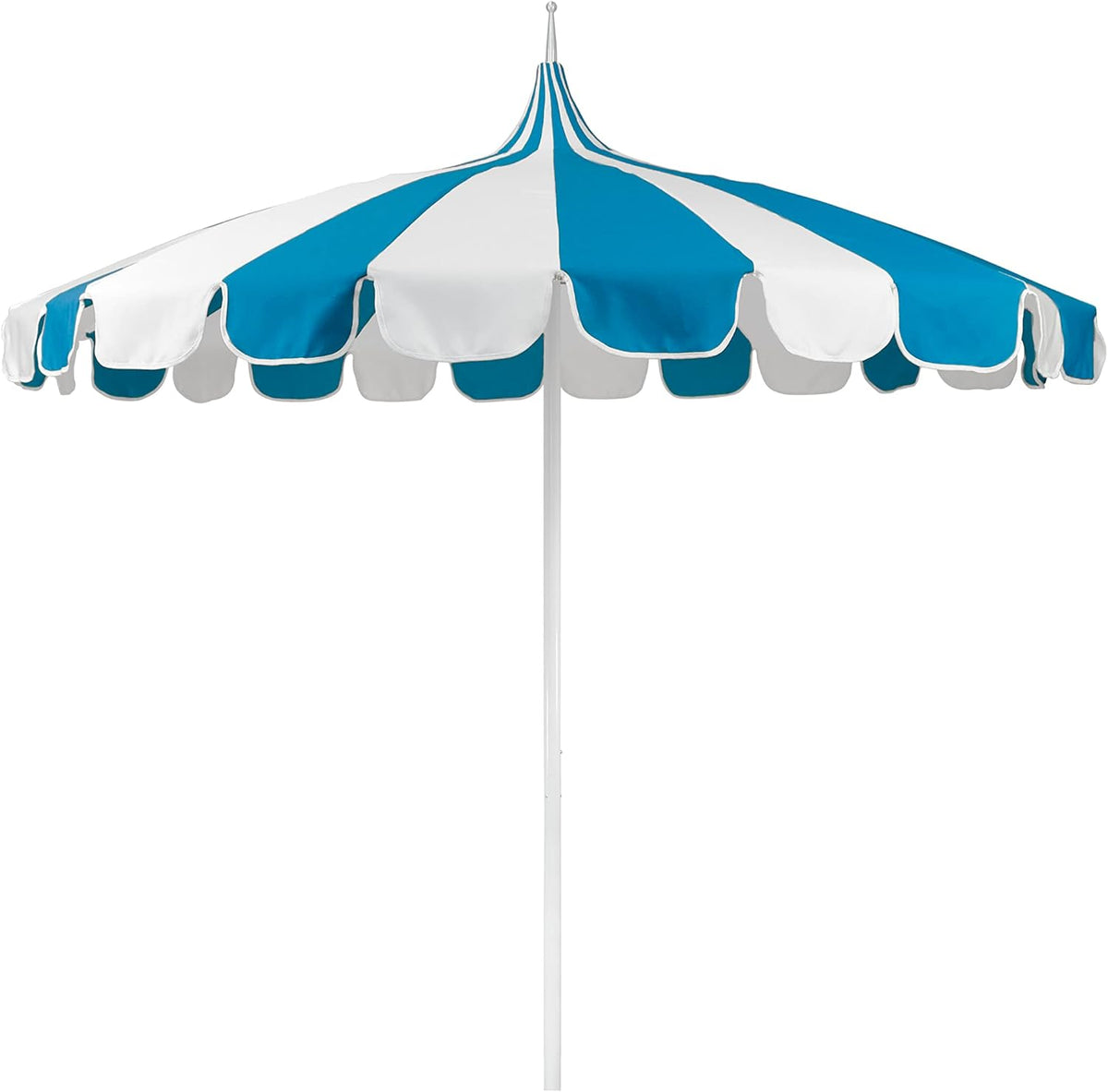 California Umbrella 8.5' Rd. Pagoda Style Patio Umbrella, White Pole, Pacific Blue/Natural