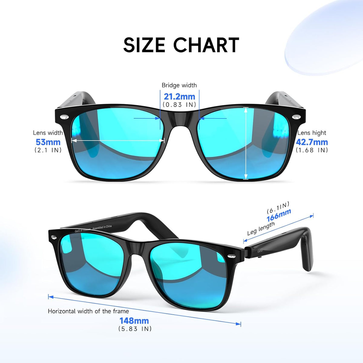AI Glasses for Men & Women, Smart Glasses Powered by ChatGPT, AI Real-time Translation with 145 languages, 11H Music Play, Bluetooth Sunglasses with Polarized Lens, UV Protection for Daily Use, Travel