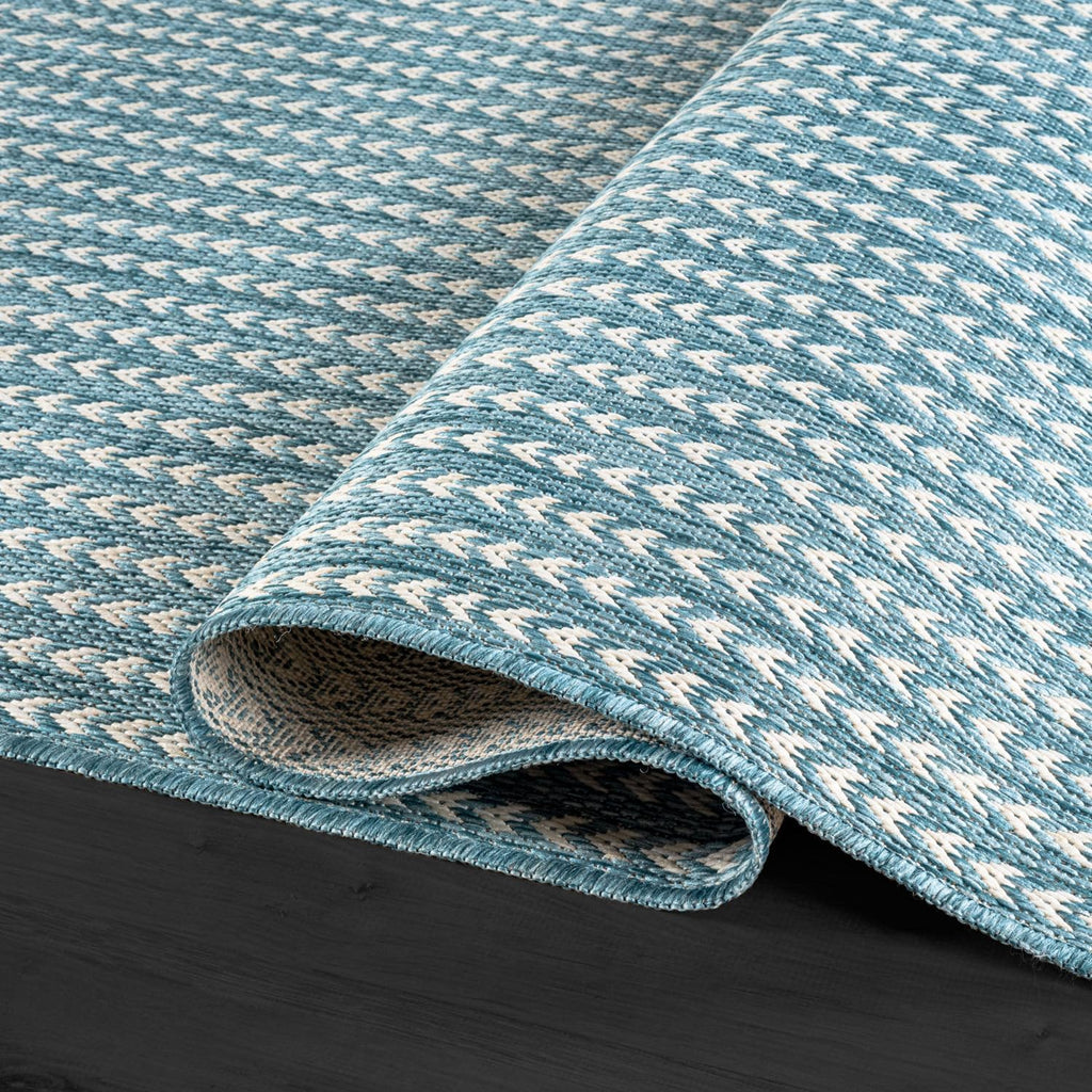 Washable Outdoor Rug 9x12 Modern Area Rugs Outdoor Carpets Striped Pattern Non Shedding Waterproof Easy Clean Patio Deck Porch Living Room Bedroom Garden RV (9 X 12 Aqua)