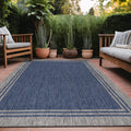 Luul Home Bordered Outdoor Rug 10x14 Washable Outside Carpet for Indoor Patio Porch Waterproof Easy Cleaning Non Shedding Area Rugs Navy 10 x 14