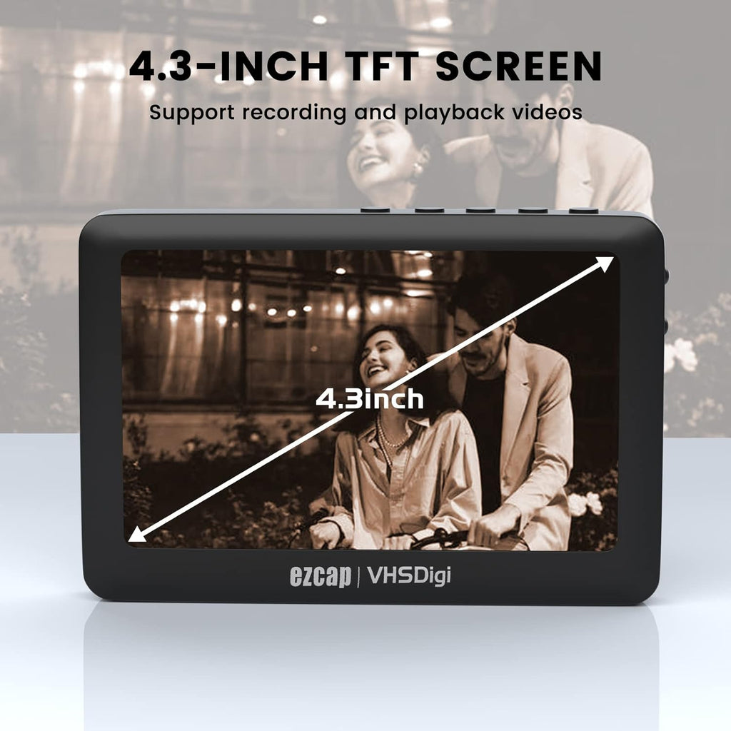 VHS to Digital Converter, Video to Digital Converter 3.0 (Third Generation), Capture Video from VCR's,VHS Tapes,Hi8,Camcorder,DVD,TV Box and Gaming Systems with 4.3 inch TFT Screen and 64GB U Disk