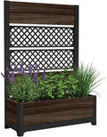 Keter Outdoor Planter Box with Privacy Screen and Trellis – 26 Gallon Raised Garden Bed for Climbing Plants & Flowers – Wood-Look Resin, Weather-Resistant Divider for Patio, Balcony & Backyard