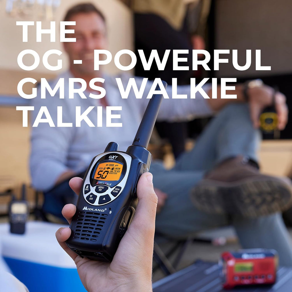Midland GXT1000X3VP4 GMRS Two-Way Radio (50-Channel, Long Range, 142 Privacy Codes, SOS, NOAA, Rechargeable Nickle Battery, Black/Silver, 3-Pack)