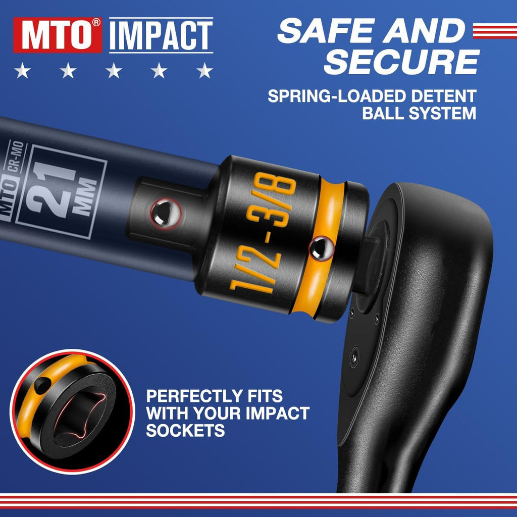 2-Piece Impact Socket Adapter & Reducer Set, 1/2"F to 3/8"M & 3/8"F to 1/2"M, with Paint-Filled Markings, CR-MO Steel for Impact Wrenches