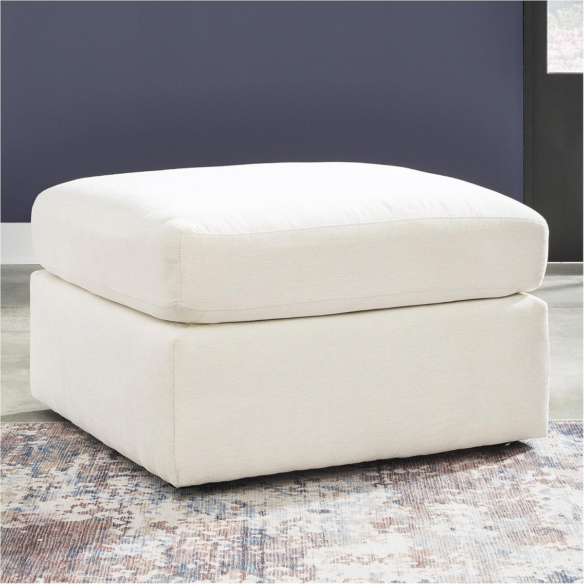 Signature Design by Ashley Modmax Modern Stain Resistant Oversized Accent Ottoman with Foam Cushion, Beige