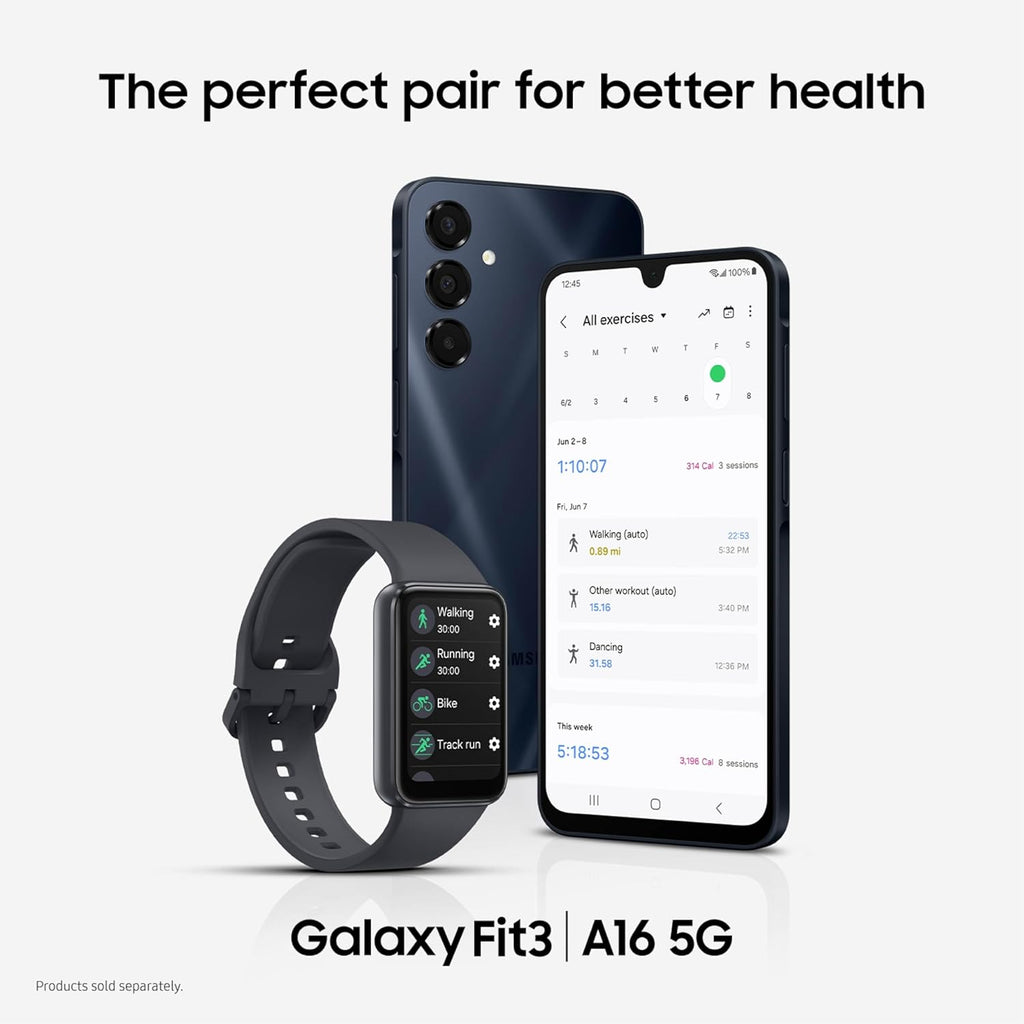 Samsung Galaxy A16 5G A Series, Unlocked Android Smartphone, Large AMOLED Display, Durable Design, Super Fast Charging, Expandable Storage, 5G Connectivity, US Version, 2025, Blue Black