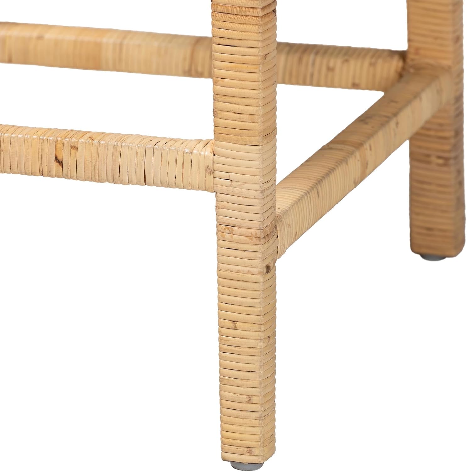 bali & pari Sofia Rattan Counter Stool with Mahogany Wood Frame - Handwoven Wicker Counter Chair with Removable Cushion, Light Honey