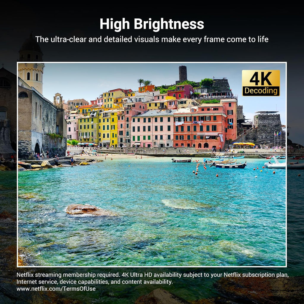 1500 ANSI lumens built-in streaming app full HD smart projector, HAPPRUN 4K projector, supports Wi-Fi and Bluetooth, Dolby audio, 300-inch large screen, suitable for home, outdoor, and indoor viewing