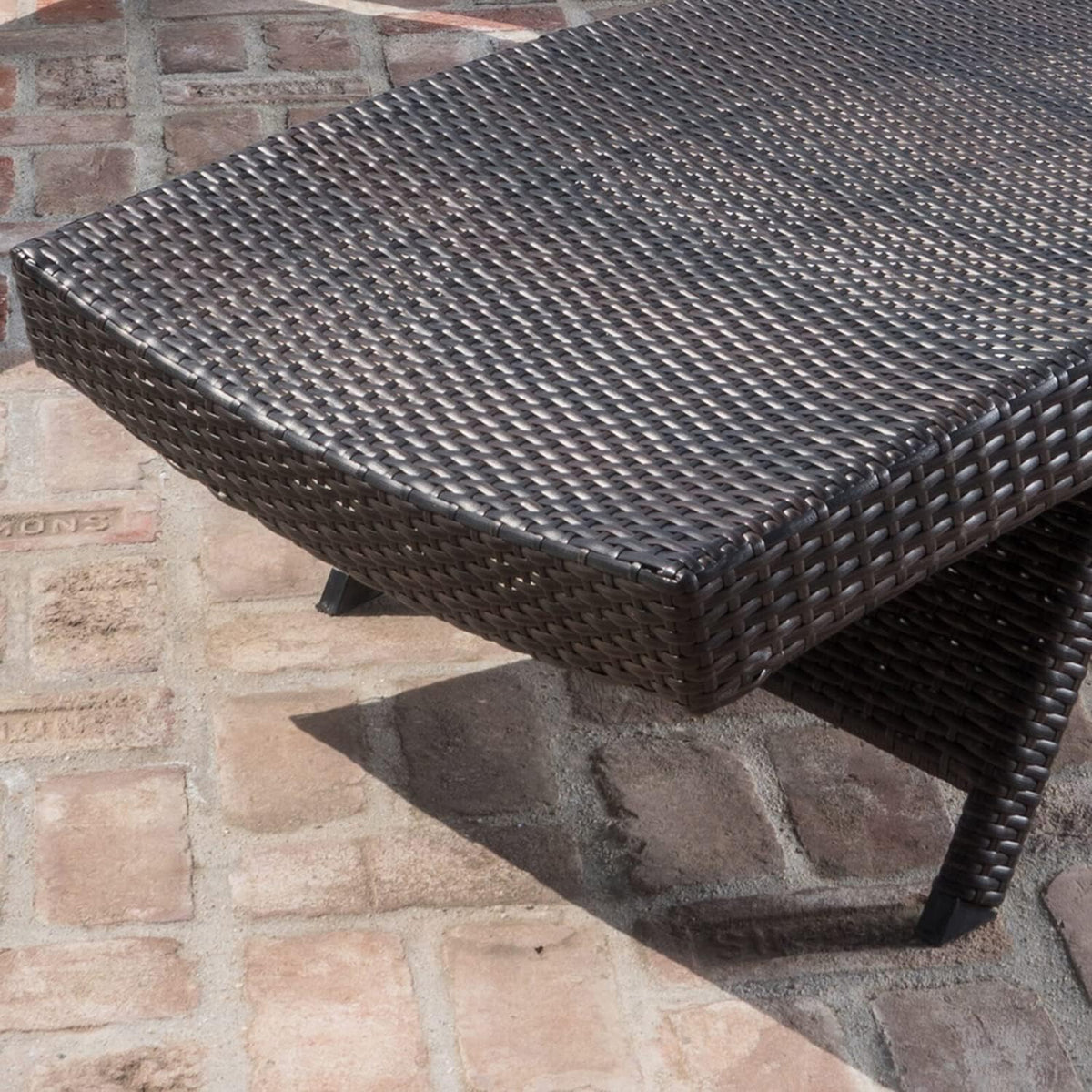 Outdoor Wicker Reclining Lounge Chairs Patio Rattan Chaise Lawn Sunbathing Chairs 79" Long Reclining Chairs, Set of 3 Chaise Longues + 1 Coffee Table
